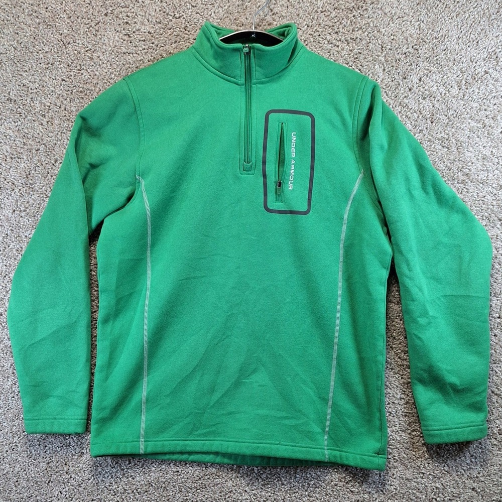 Under Armour Pullover Mens Green 1/4 Zip Fleece Jacket Athletic Gym Gorpcore